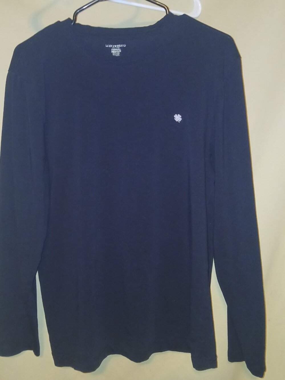 Lucky Brand Women's Sleepwear Long Sleeve Top Black Clover Logo Size M